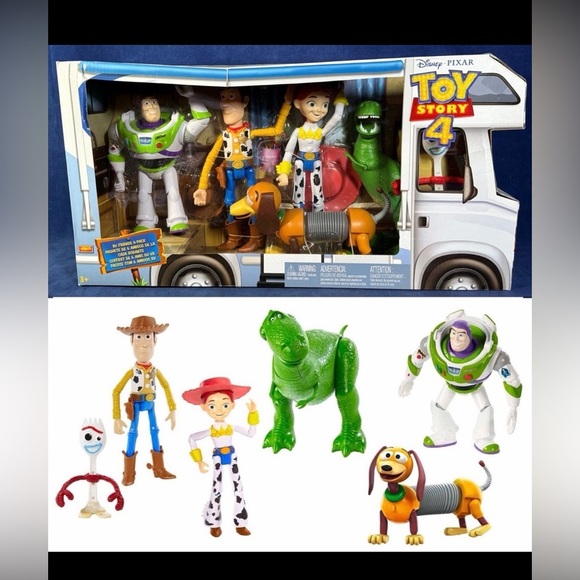 TOY STORY 4 RV FRIENDS 6-PACK Forky JESSIE Buzz WOODY Rex SLINK Posable Figures